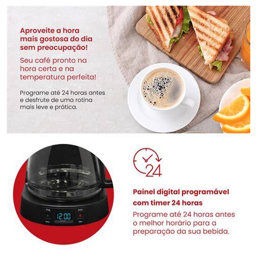 CAFETEIRA PRETA 1,5LT 800W 220V AGRATTO